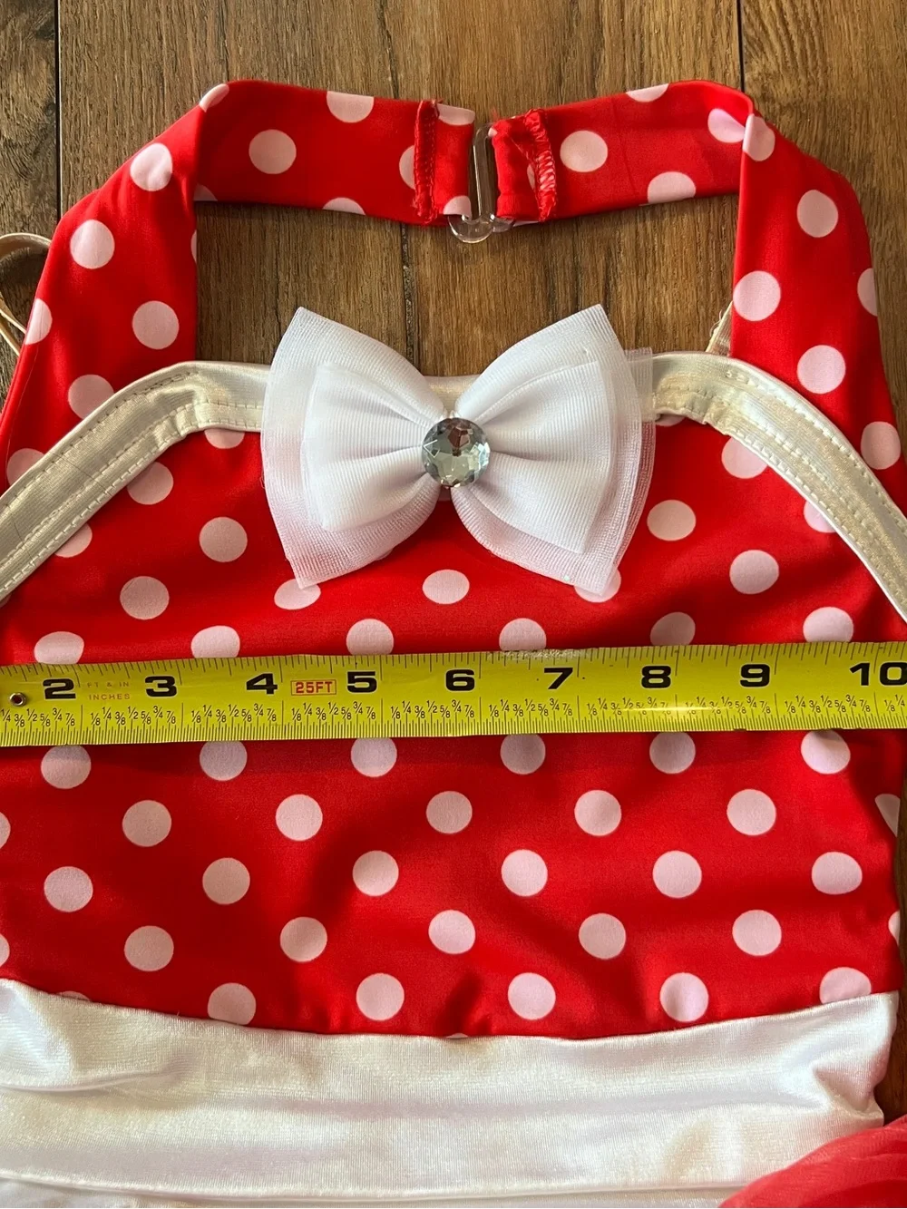 Kids Red Polka Dot Tutu Costume Dress with White Bow Minnie Mouse medium